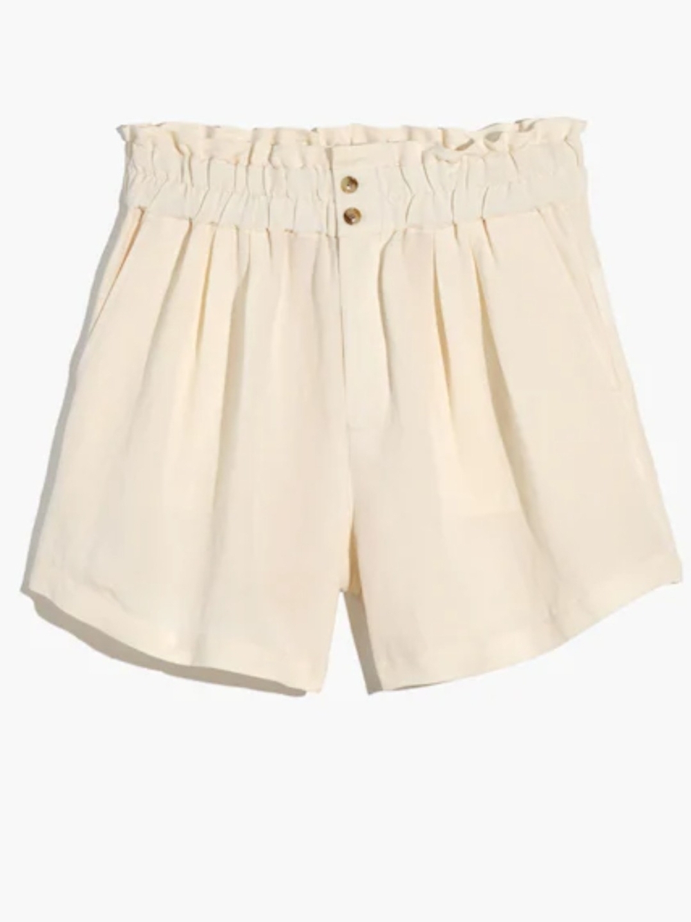 Madewell Linen-Blend Pull-On Paperbag Shorts Pockets In Lighthouse NWOT